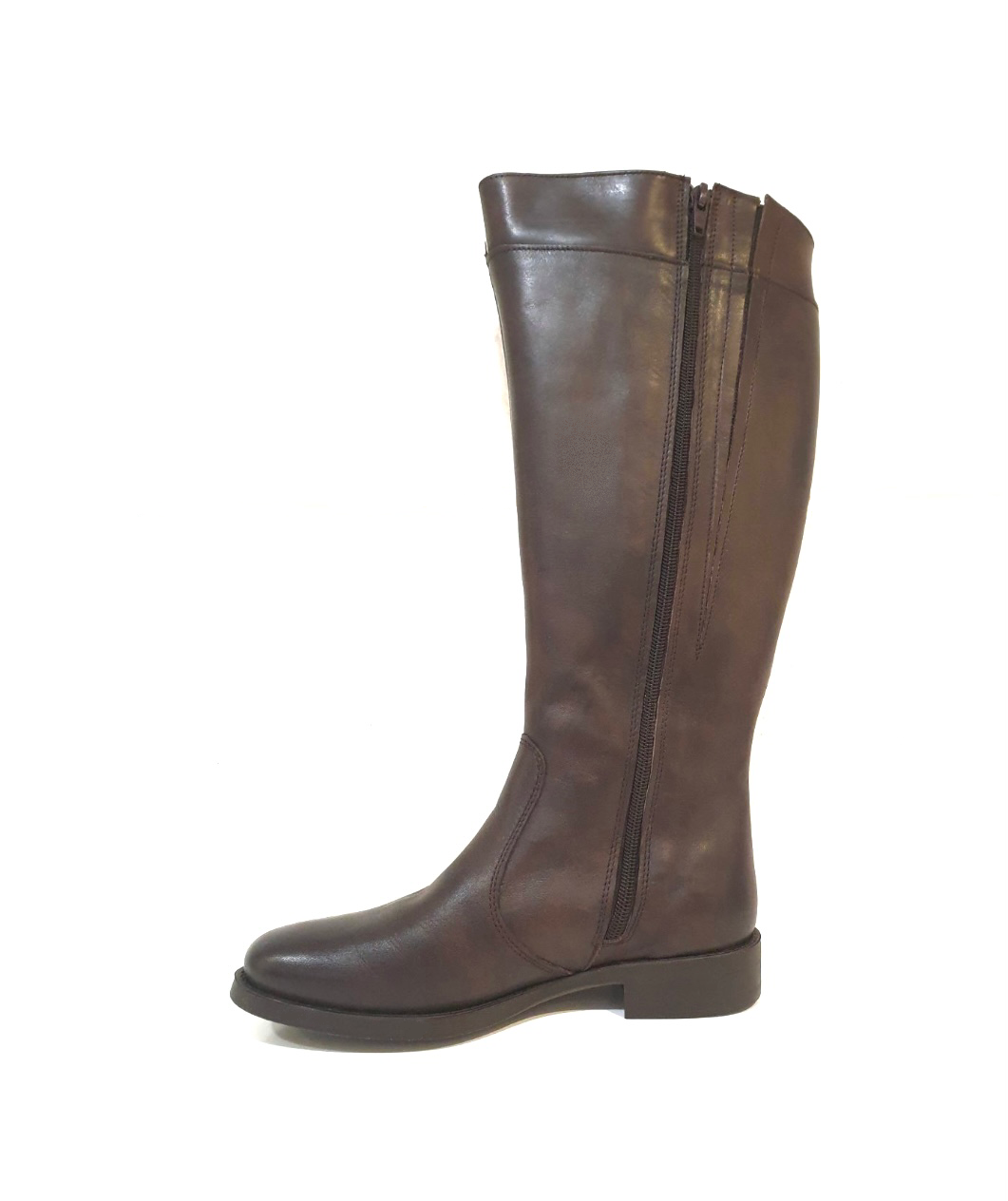 Old Florence 39111 Tamponato T.Moro Brown Zip Knee High Boot Made In Italy