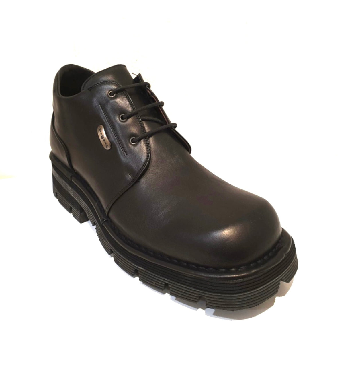 New Rock Piso 1124 Black Leather 3 Eyelet Shoe Made In Spain