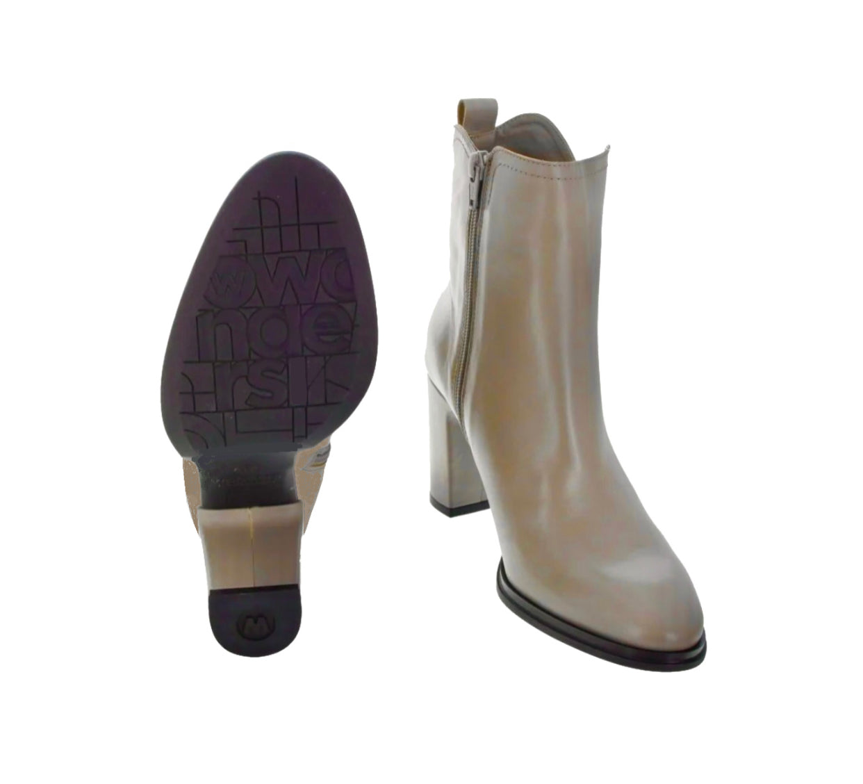 Wonders M-5107 Iseo I Taupe Leather Zip Ankle Boot Made In Spain