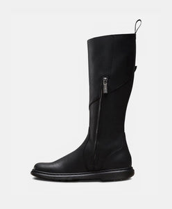 Dr. Martens Caite Black Oily Leather Double Buckle Zip Knee High Boot