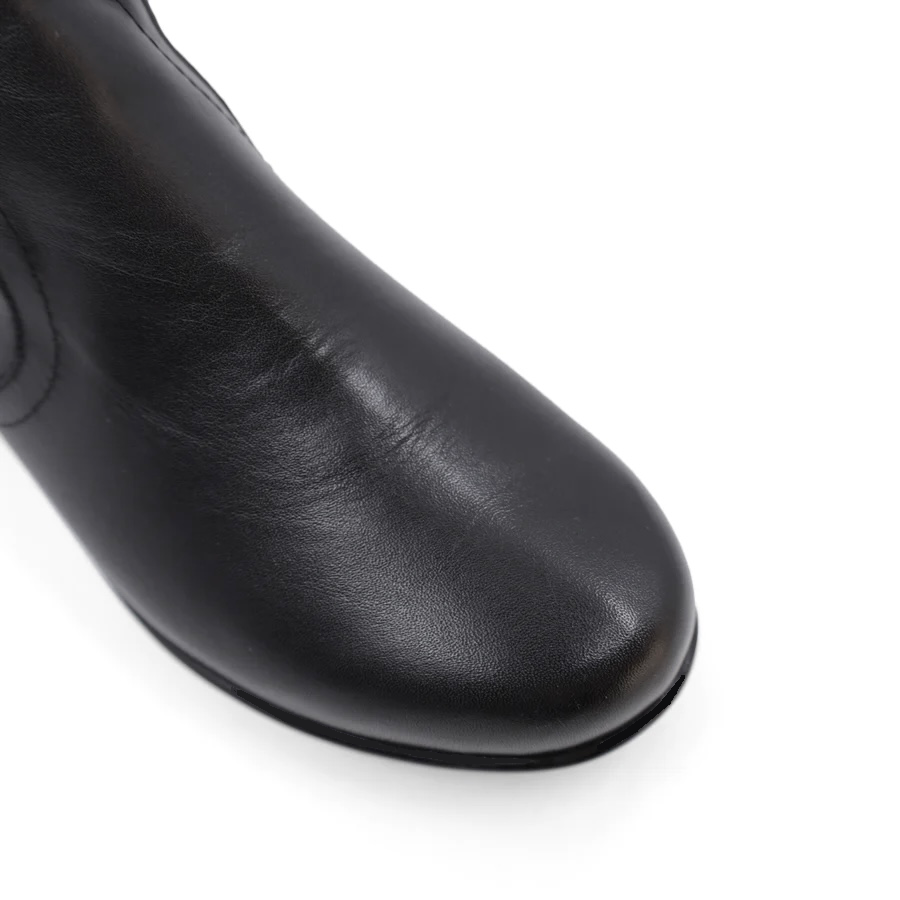 Sala Europe Foam Black Leather Wedge Zip Mid Calf Boot Made In Turkey ...
