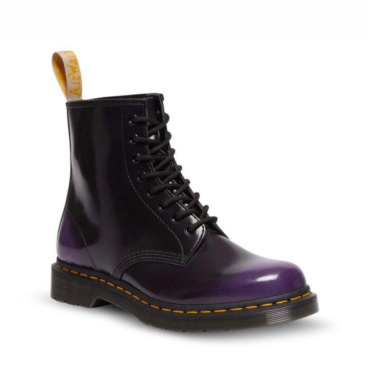 Dr. Martens 1460 Black Rich Purple Oxford Rub Off Vegan Ankle 8 Eyelet Boot