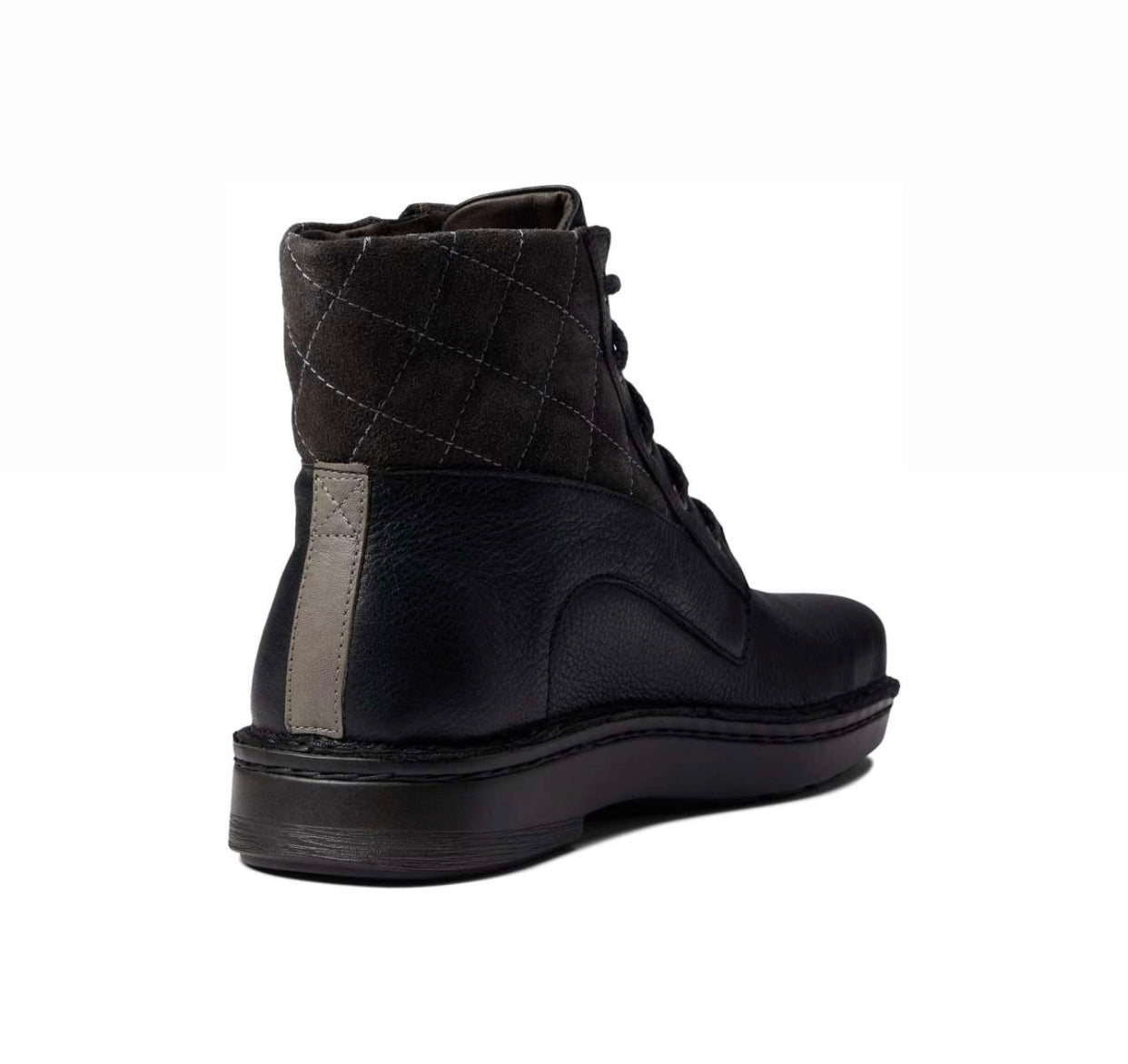 Naot Castera Black Midnight Suede Foggy Gray 5 Eyelet Zip Quilted Ankle Boot Made In Israel