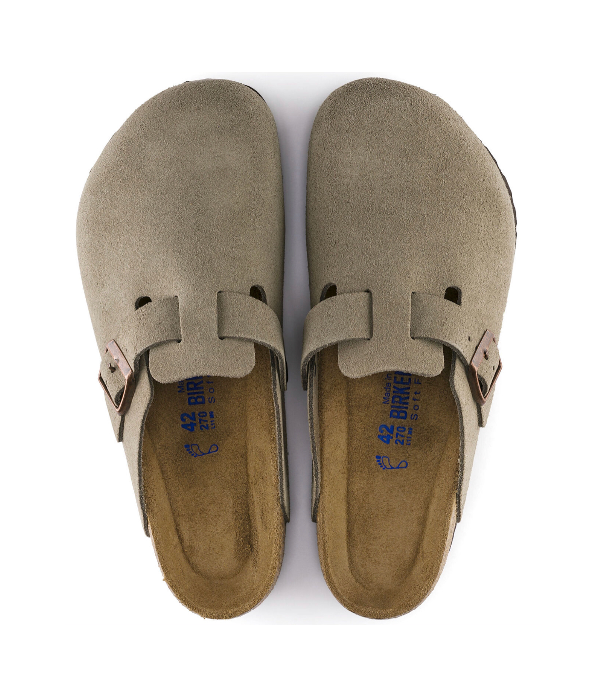 Birkenstock Boston Taupe Suede Soft Footbed Made In Germany