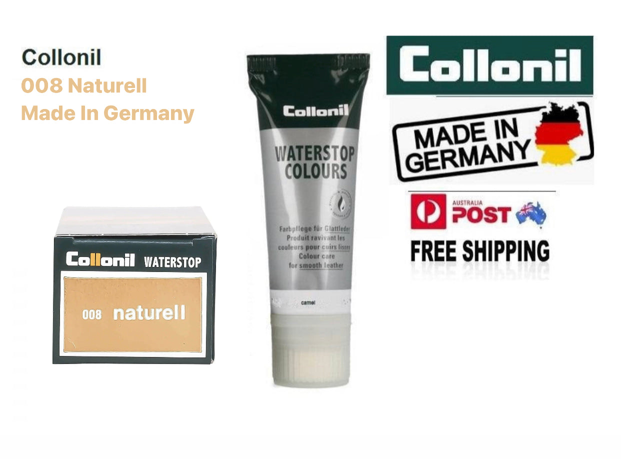 Collonil Waterstop 008 Naturell Taupe Cream Sponge Applicator Tube 75ml Made In Germany