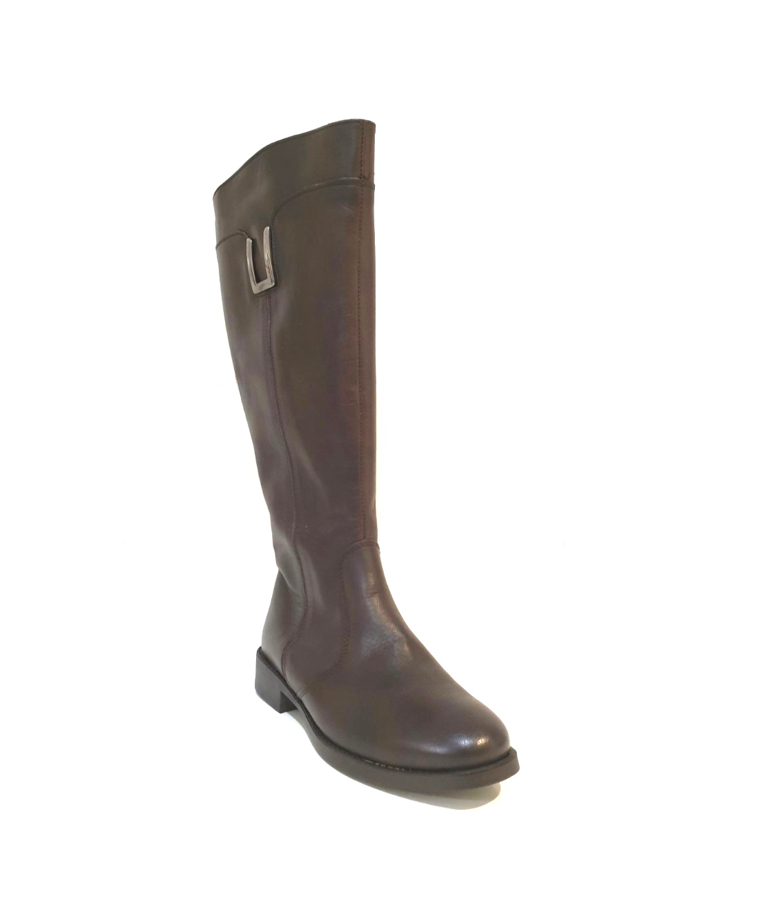Old Florence 39111 Tamponato T.Moro Brown Zip Knee High Boot Made In Italy