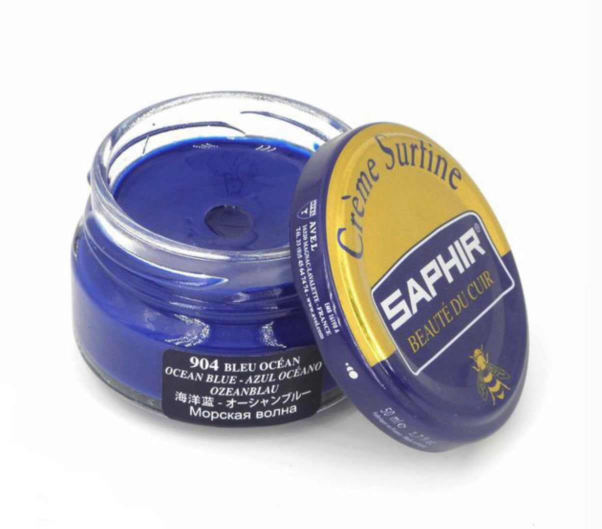 Saphir Ocean Blue Renovating Cream Polish 50ml Made In France