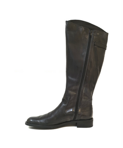 Old Florence 76236 Tamponato Nero Black Double Buckle Zip Knee High Boot Made In Italy