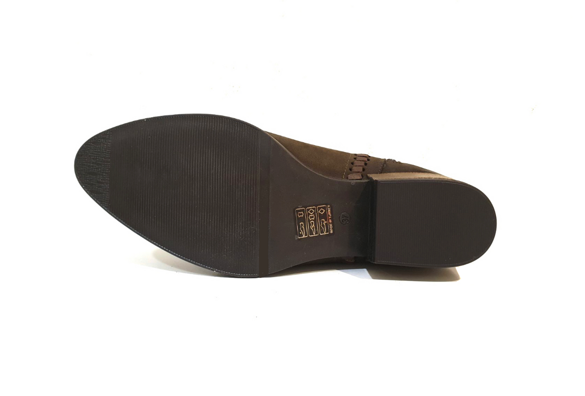 Bueno Lisa Helmet Brown Nubuck Zip Ankle Boot Made In Turkey – Redpath ...