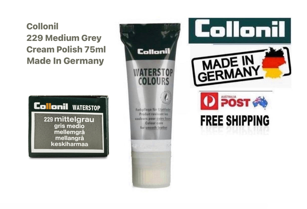 Collonil 229 Medium Grey Mittelgrau Cream Waterstop Collonil Sponge Applicator Tube 75ml Made In Germany