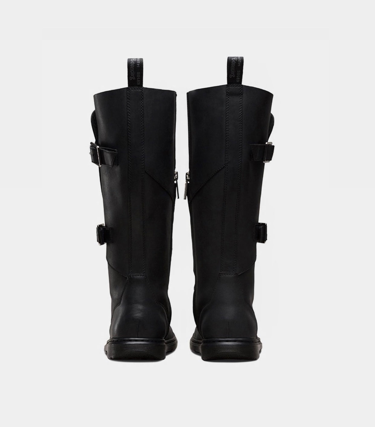 Dr. Martens Caite Black Oily Leather Double Buckle Zip Knee High Boot