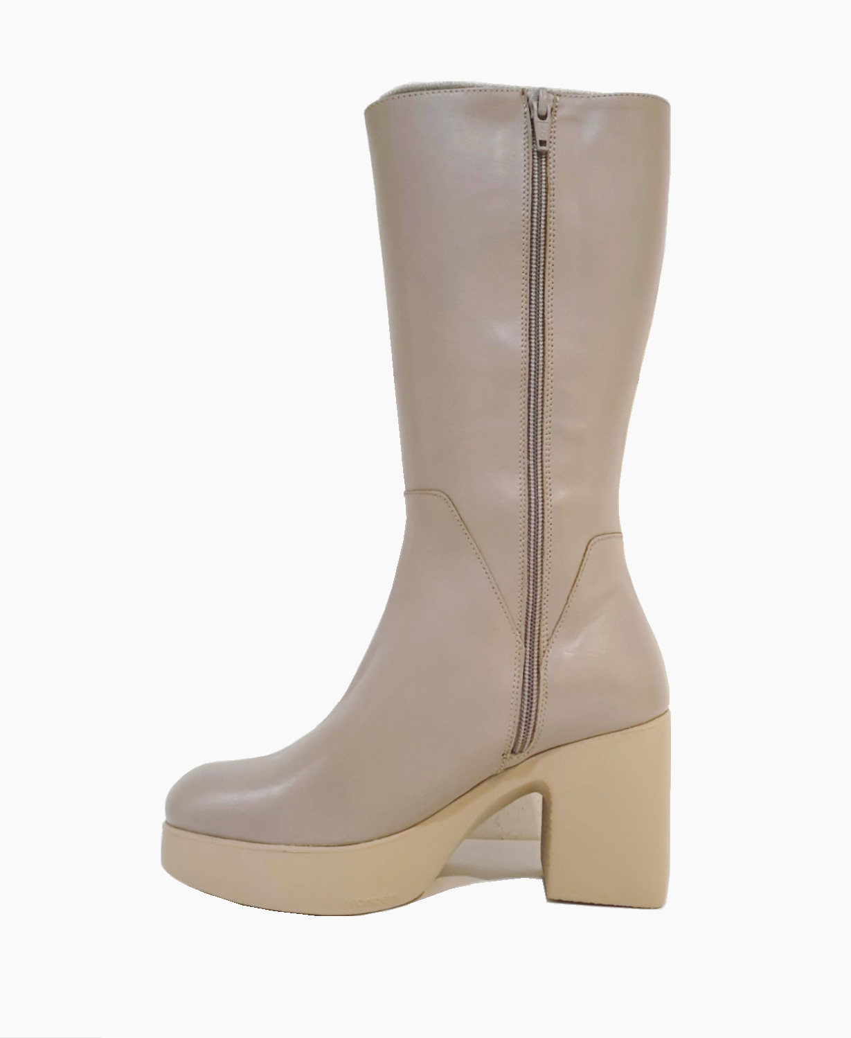 Wonders H-4922 Iseo I Taupe Knee High Zip High Heel Platform Boot Made In Spain