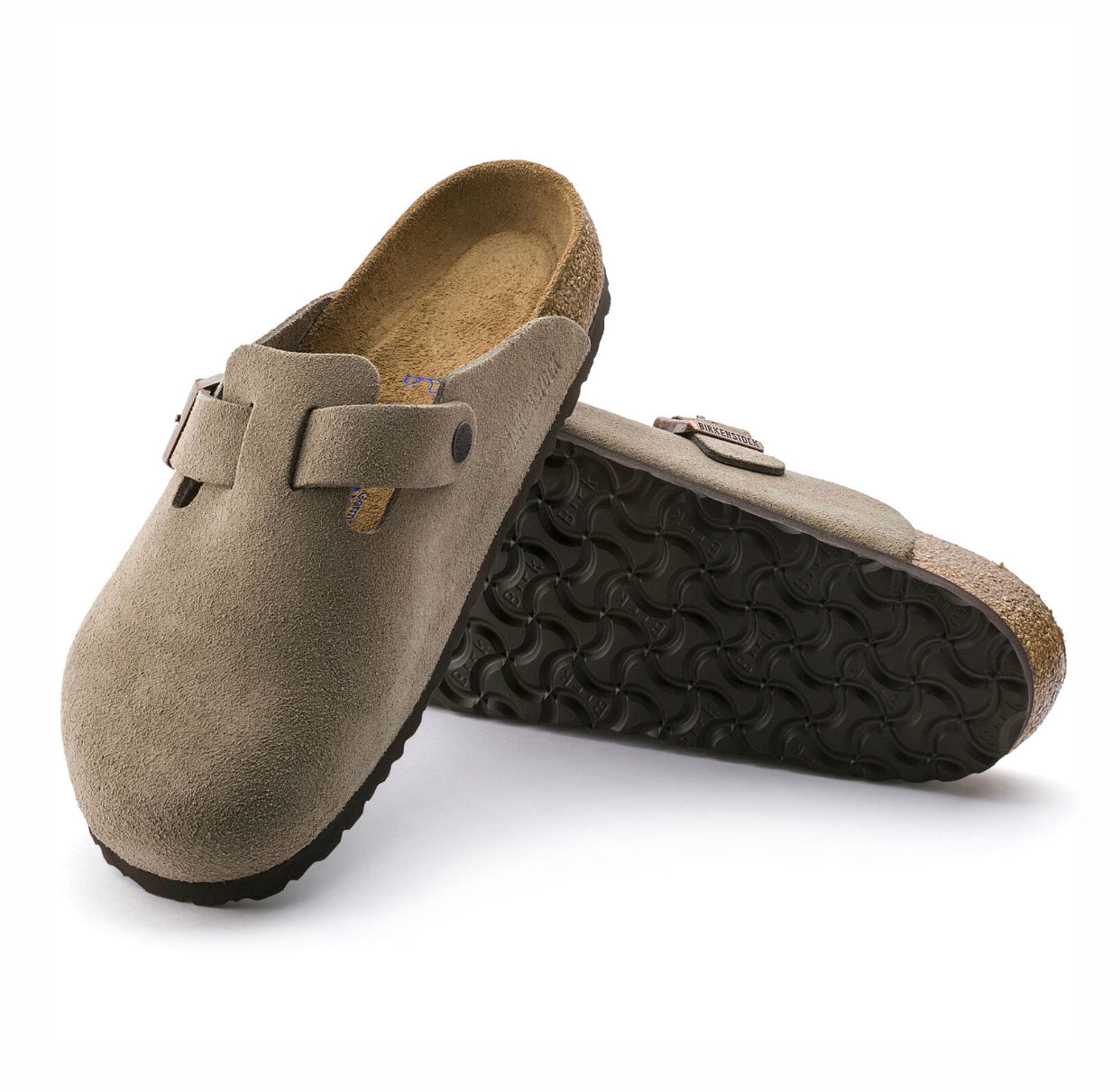 Birkenstock Boston Taupe Suede Soft Footbed Made In Germany