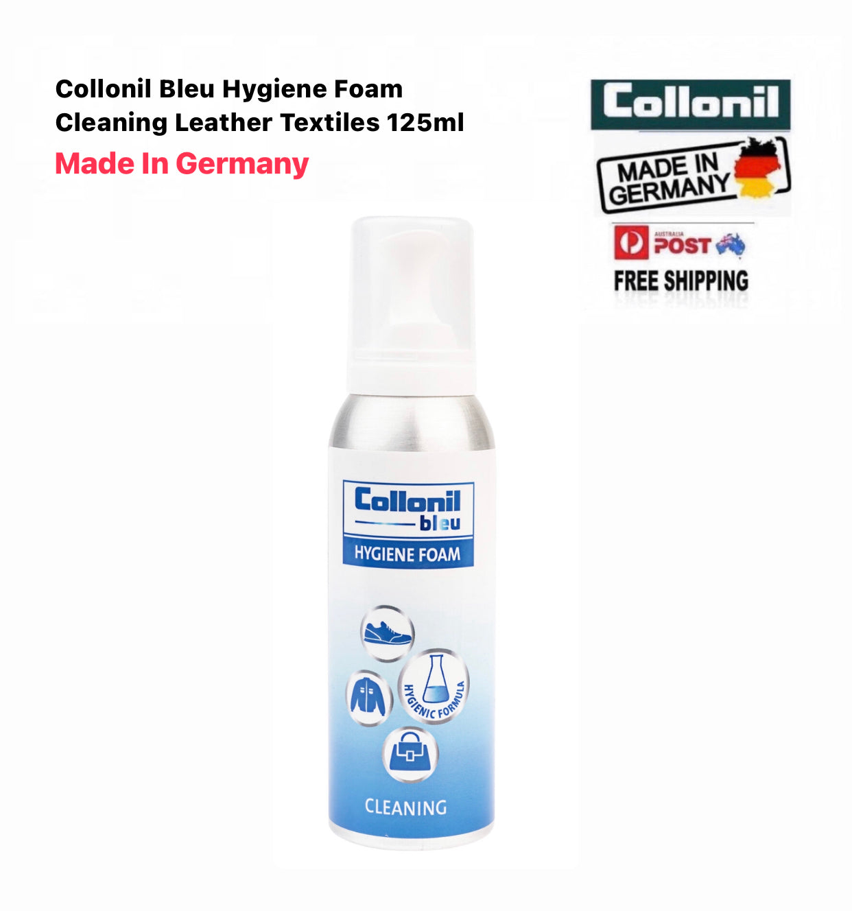 Collonil Bleu Hygiene Foam Cleaning Leather Textiles 125ml Made In Germany