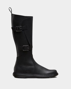 Dr. Martens Caite Black Oily Leather Double Buckle Zip Knee High Boot