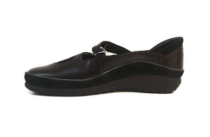Naot Matai Black Madras Suede Leather Velcro Mary Jane Made In Israel