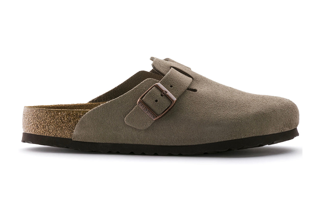 Birkenstock Boston Taupe Suede Soft Footbed Made In Germany
