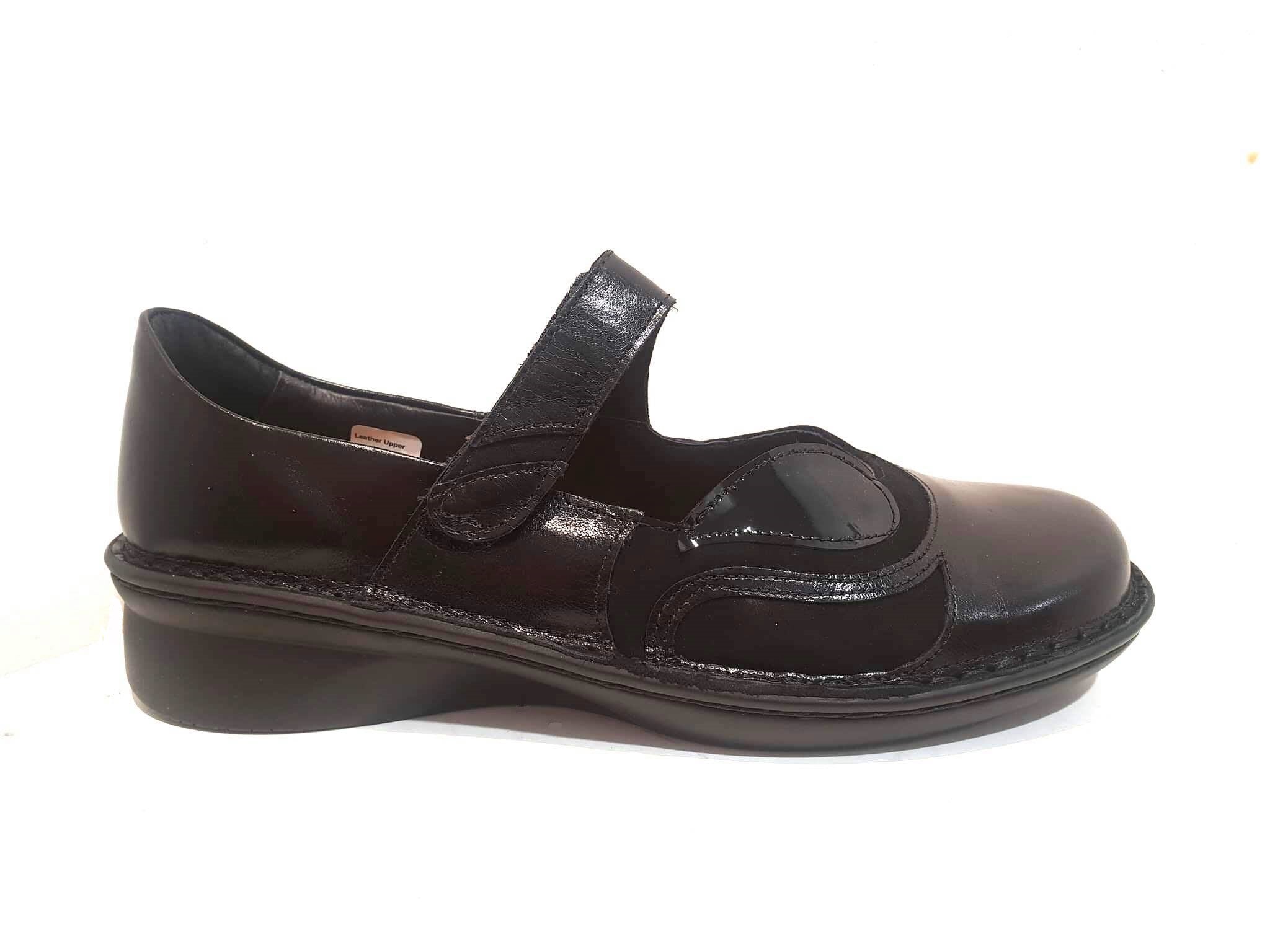 Naot Conga Black Combo Leather Velcro Mary Janes Ladies Shoes Made In Israel