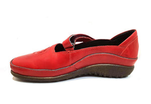 Naot Matai Poppy Red Leather Mary Jane Velcro Made In Israel