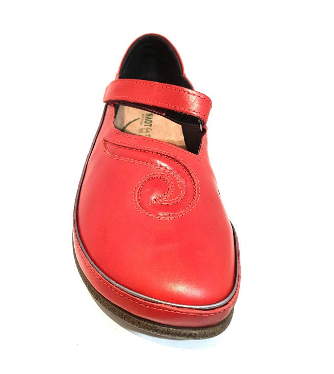 Naot Matai Poppy Red Leather Mary Jane Velcro Made In Israel