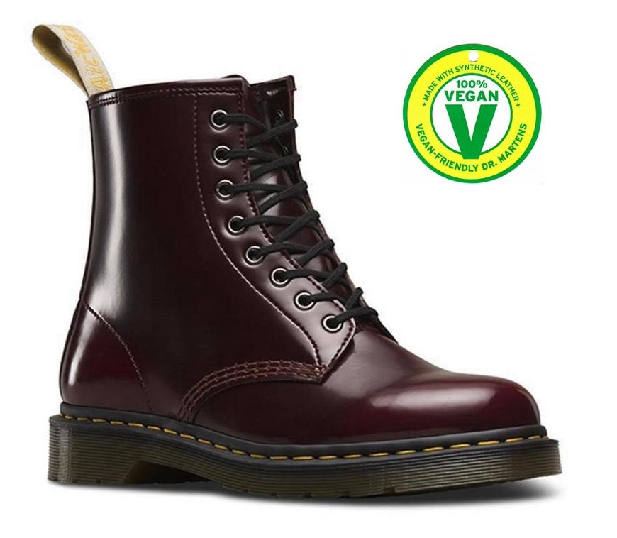 Martens 1460 Cherry Red Oxford Rub Off Vegan Ankle Eyelet Boot