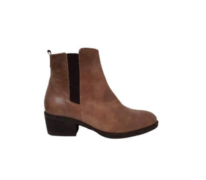 Wonders E-3904 Taupe Leather Zip Ankle Boot Made In Spain