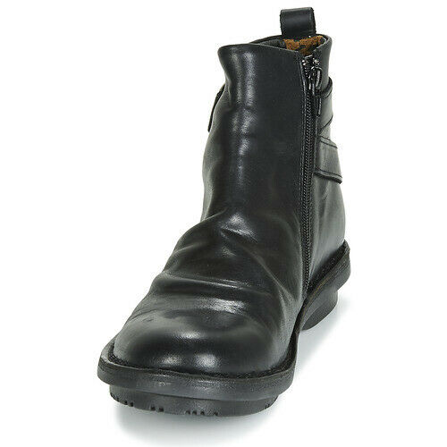 Fly London Fico Black Leather Zip Ankle Boot Made In Portugal