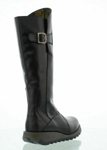 Fly London Mol 2 Black Leather Zip Up Knee High Made In Portugal