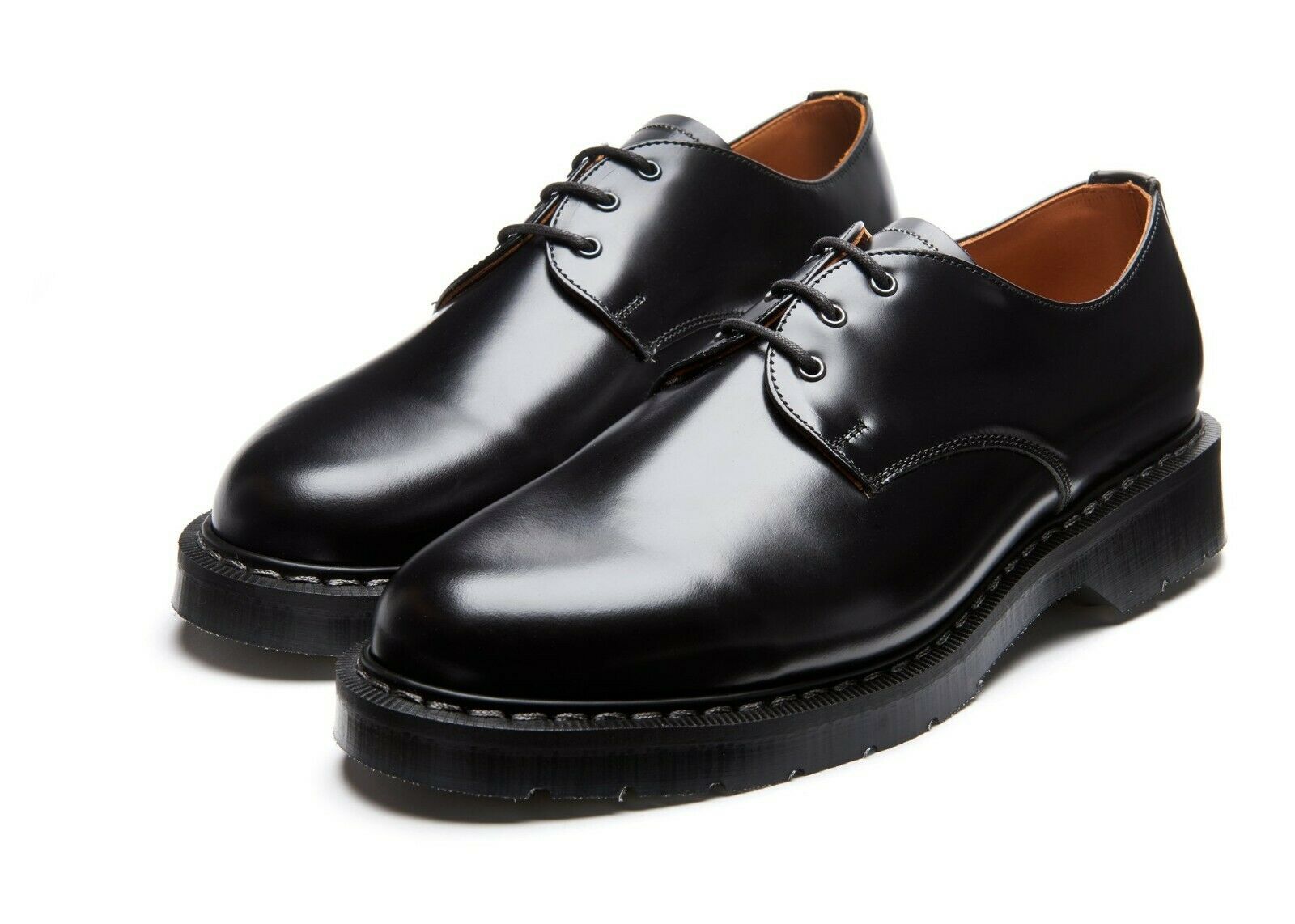 Solovair Black Hi Shine 3 Eyelet Gibson Shoe Made In England