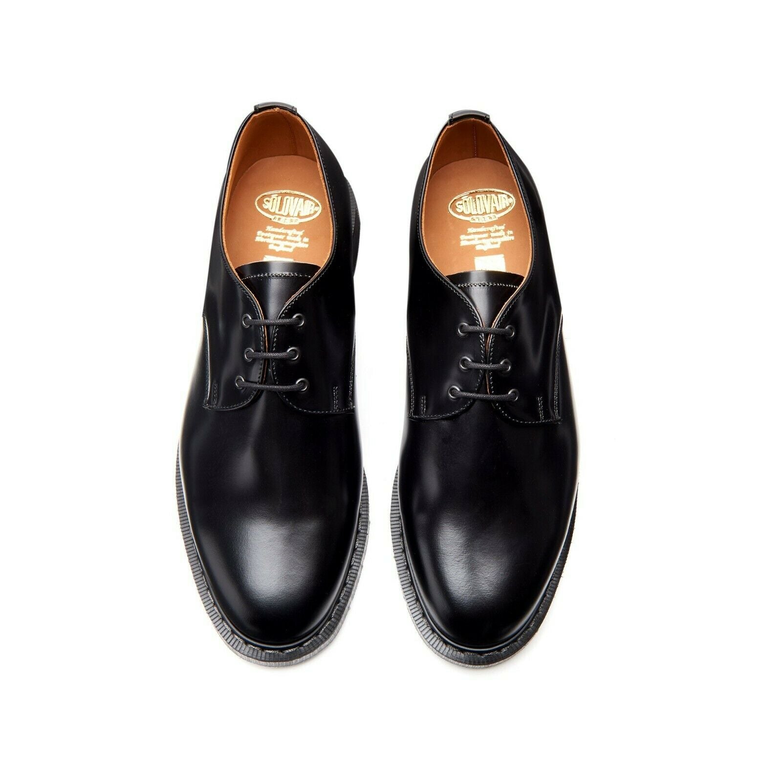 Solovair Black Hi Shine 3 Eyelet Gibson Shoe Made In England