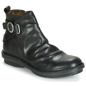 Fly London Fico Black Leather Zip Ankle Boot Made In Portugal