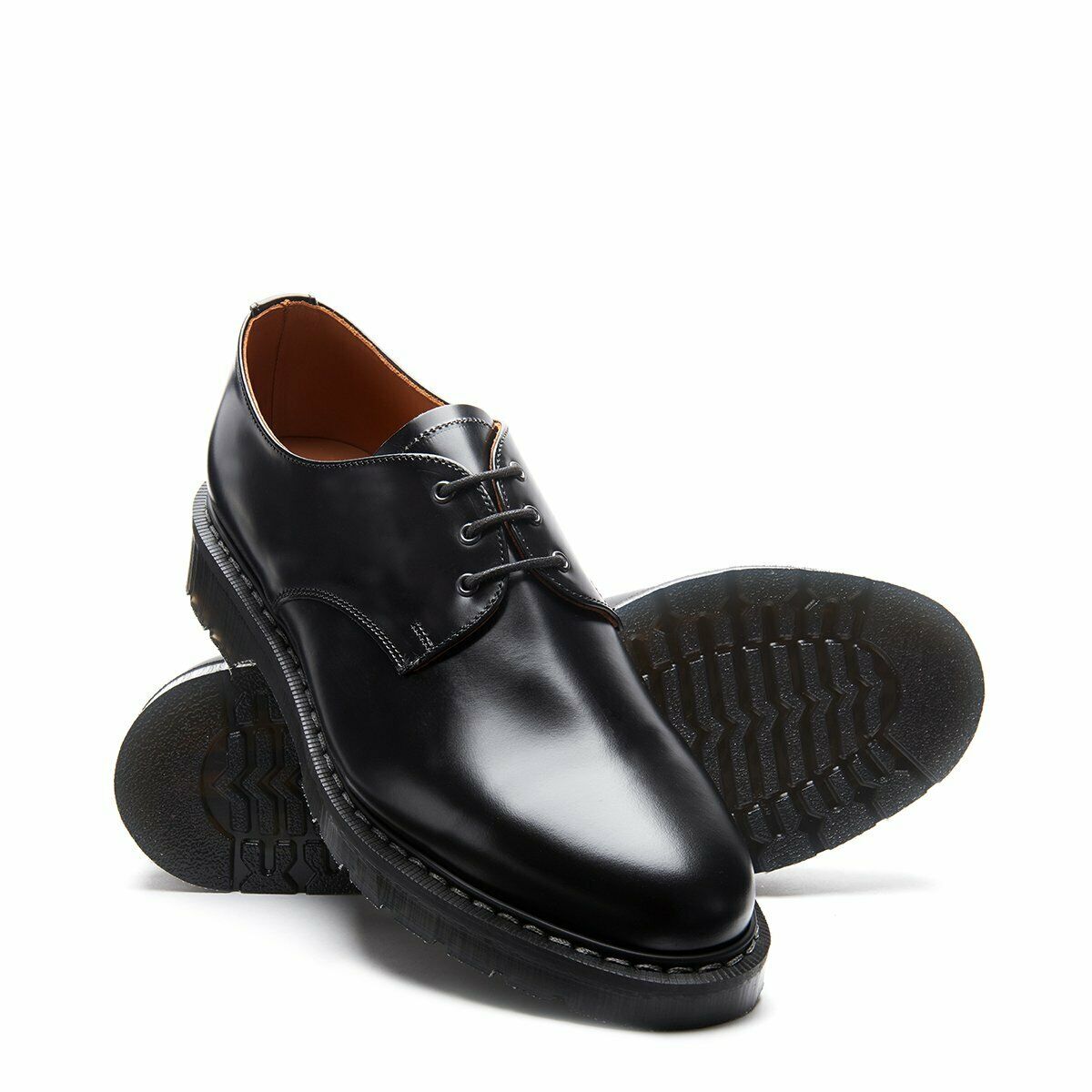 Solovair Black Hi Shine 3 Eyelet Gibson Shoe Made In England
