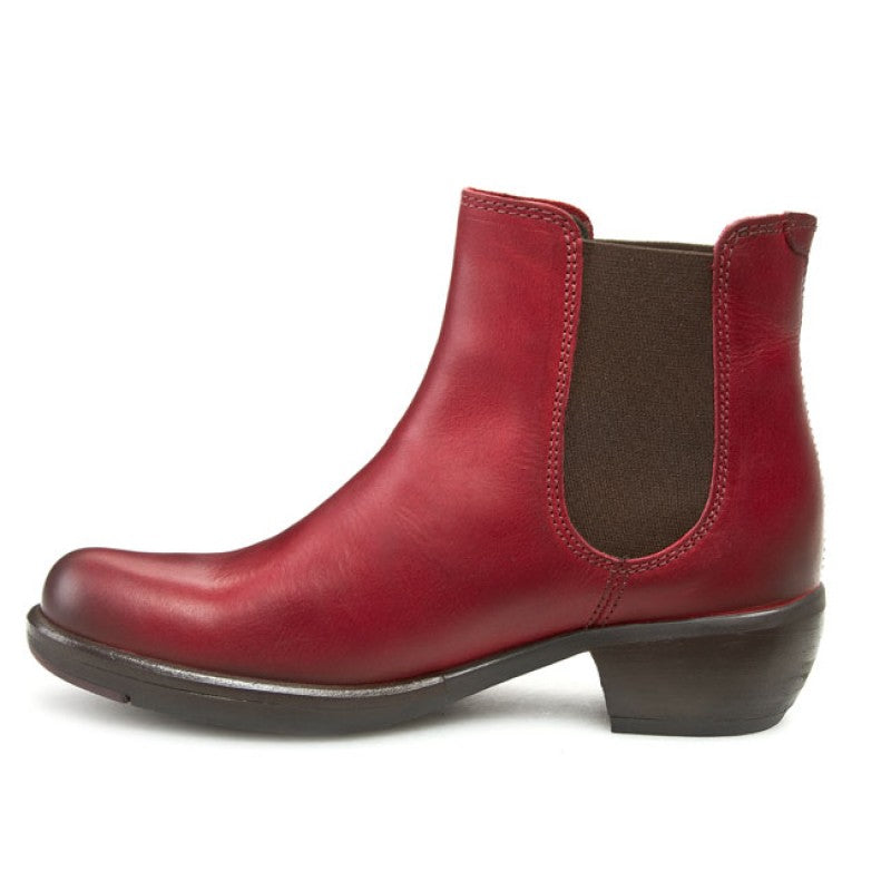 Fly London Make Red Ankle Chelsea Boots Made In Portugal