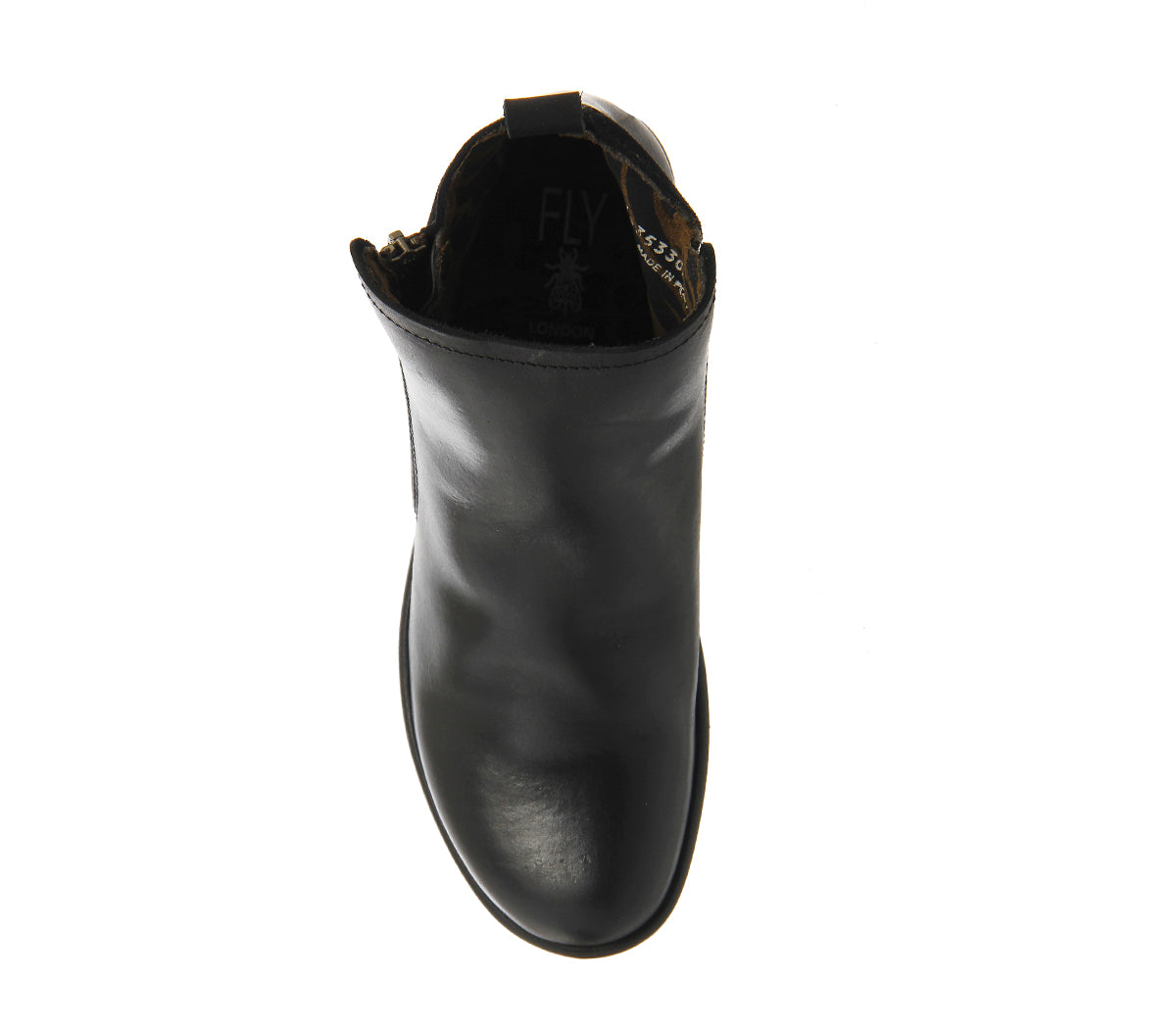 Fly London Meli Black Leather Zip Ankle Boot Made In Portugal