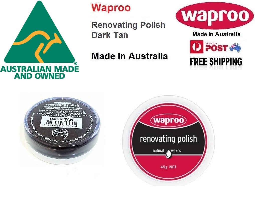 Shoe Care Products Waproo Dark Tan Renovating Polish 45g Made In Australia