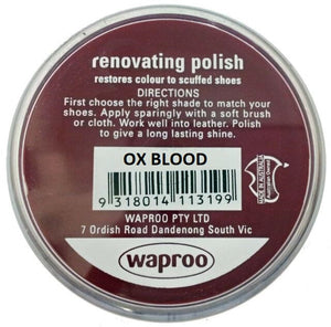 Shoe Care Products Waproo Oxblood Renovating Polish 45g Made In Australia