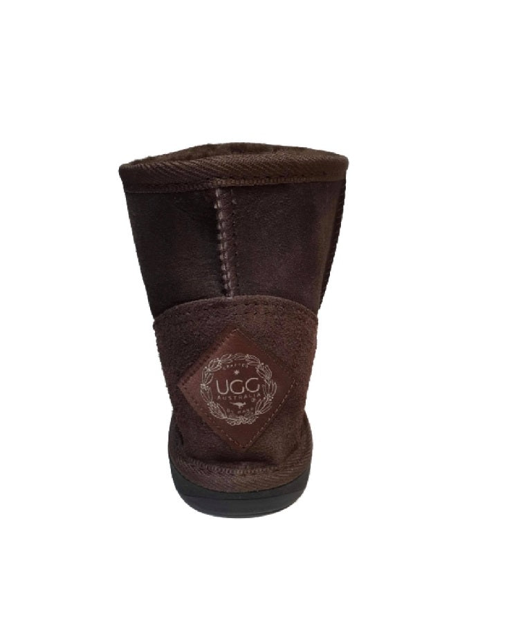Ugg Australia Mini Chocolate Brown Sheepskin Ankle Boot Made In Australia