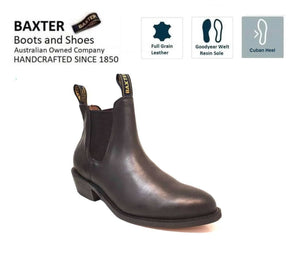 Baxter Bronco Black Resin Sole Cuban Heel Chelsea Dress Boot