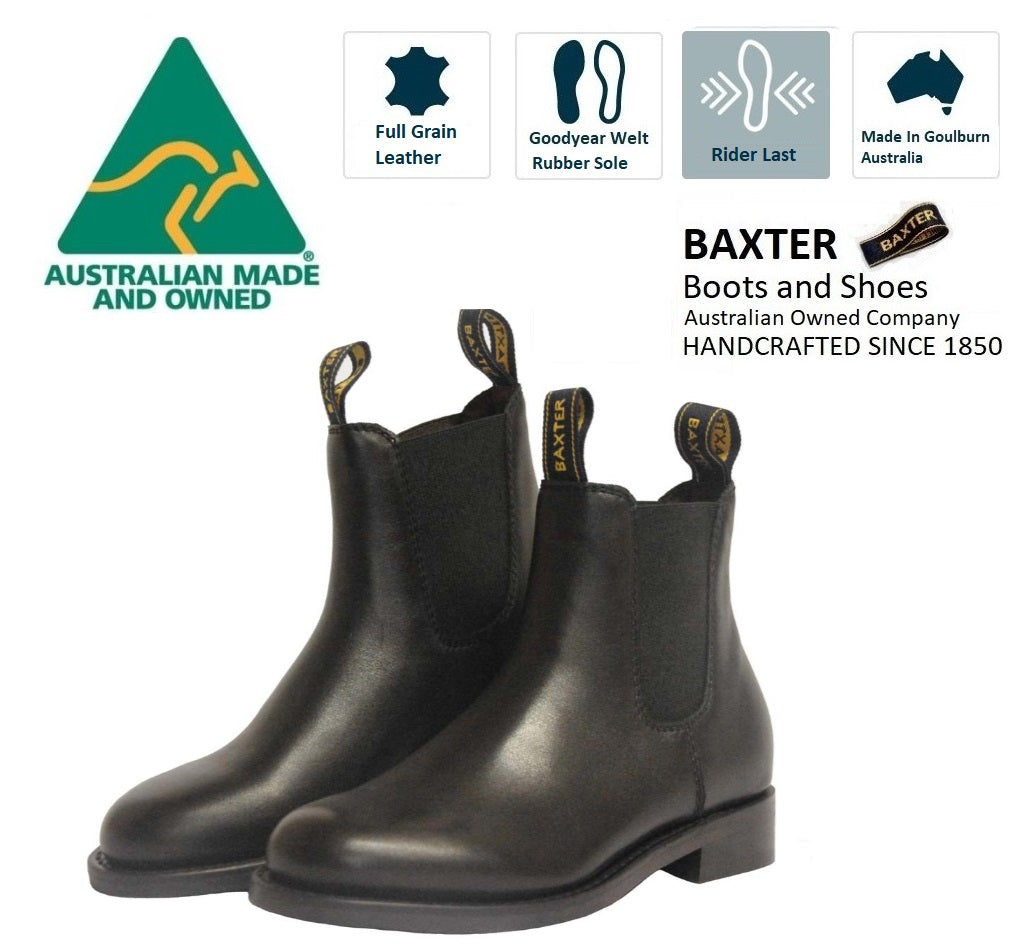 Baxter Royal Black Rubber Sole Chelsea Dress Boot Made In Australia