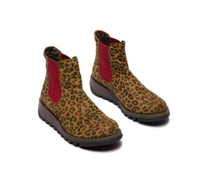 Fly London Salv Cheetah Tan Chelsea Ankle Boot Made In Portugal