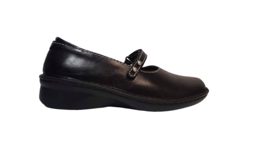 Naot Chord Black Leather Velcro Mary Jane Made In Israel
