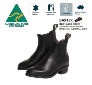 Baxter Dancer Black Resin Sole Cuban Heel Chelsea Dress Boot Made In Australia