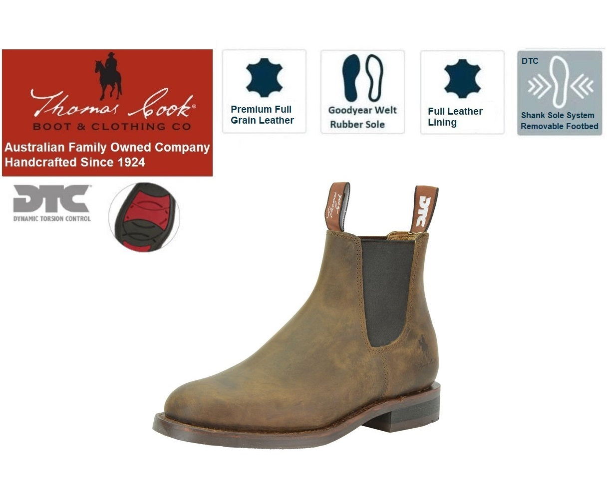 Thomas Cook Duramax DTC Distressed Crazyhorse Brown Chelsea Boot