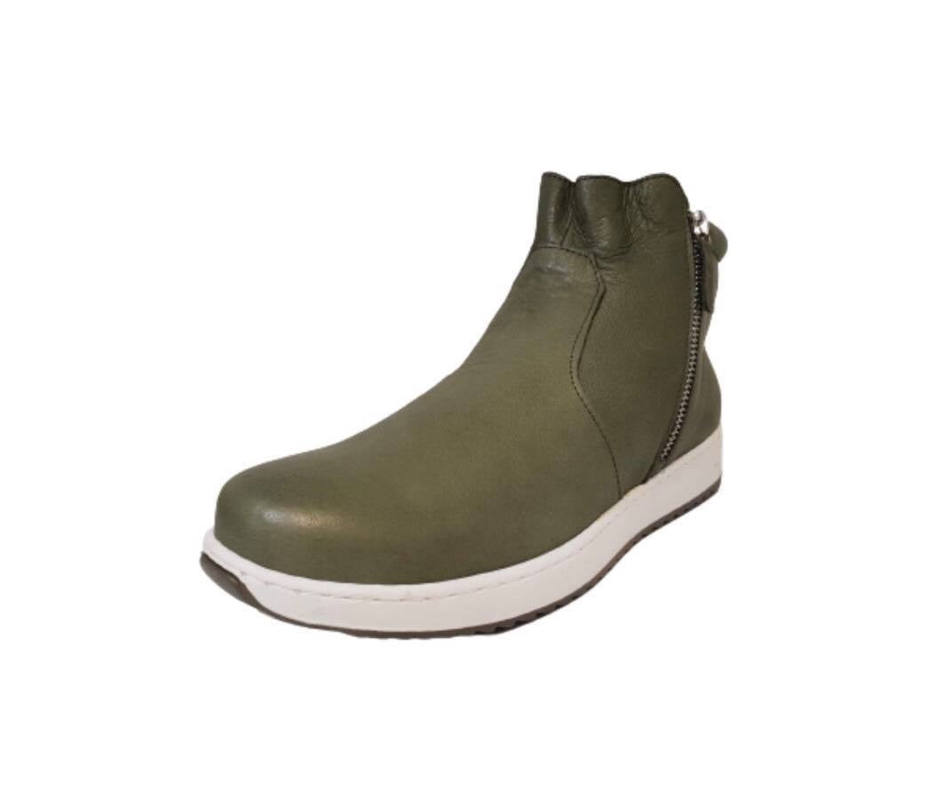 Cabello Comfort EG54 Khaki Double Zip Ankle Boot Made In Turkey