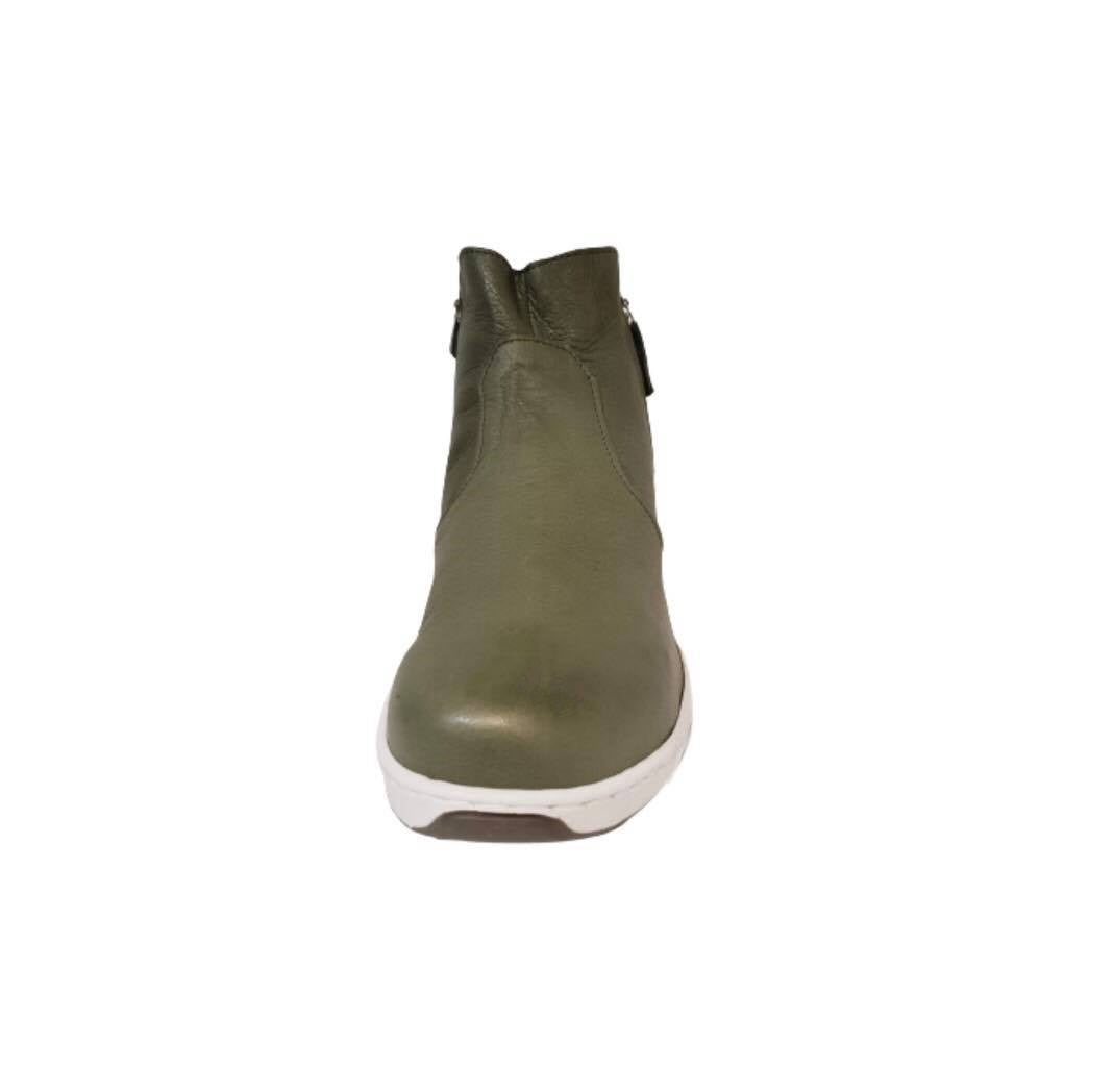 Cabello Comfort EG54 Khaki Double Zip Ankle Boot Made In Turkey