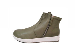 Cabello Comfort EG54 Khaki Double Zip Ankle Boot Made In Turkey