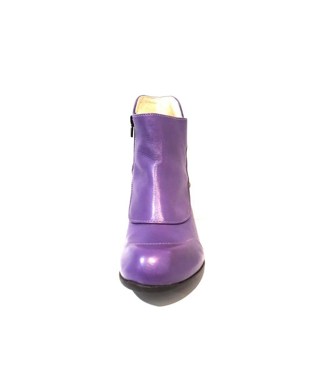 Eject EJW19-06 Purple Leather Zip Ankle Boot Made In Portugal