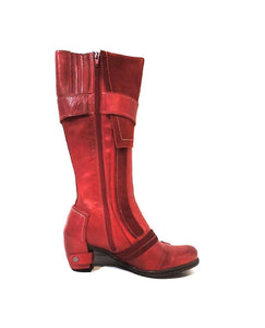 Eject EJW14-50 Dark Red Zip Knee High Boot Made In Portugal