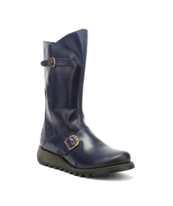 Fly London Mes 2 Blue Zip Mid Calf Boots Made In Portugal