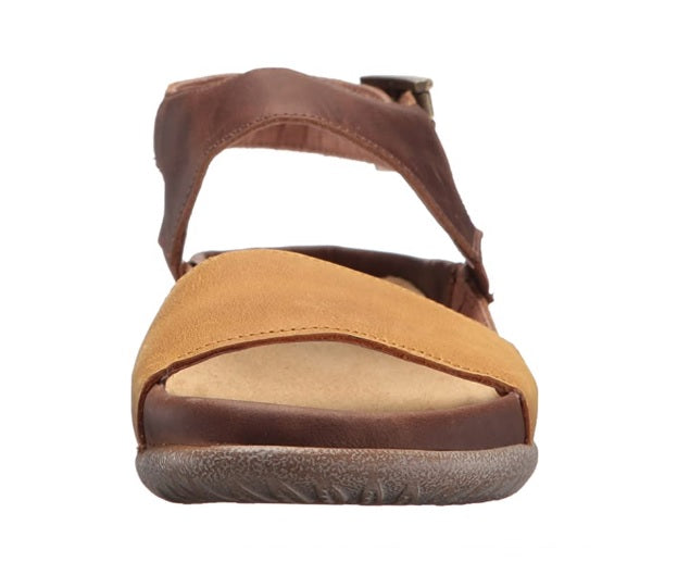 Naot Haki Oil Dune Saddle Brown Leather Ladies Sandals Made In Israel